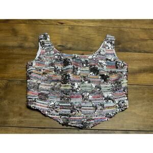 Queen Of Sparkle Lucie Paris Silver Sparkle Sequin Top XS